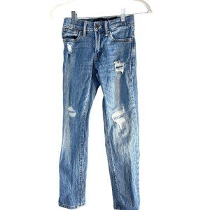 Vintage Express Girls Distressed Jeans Med Wash Adj Waist Size 10 S